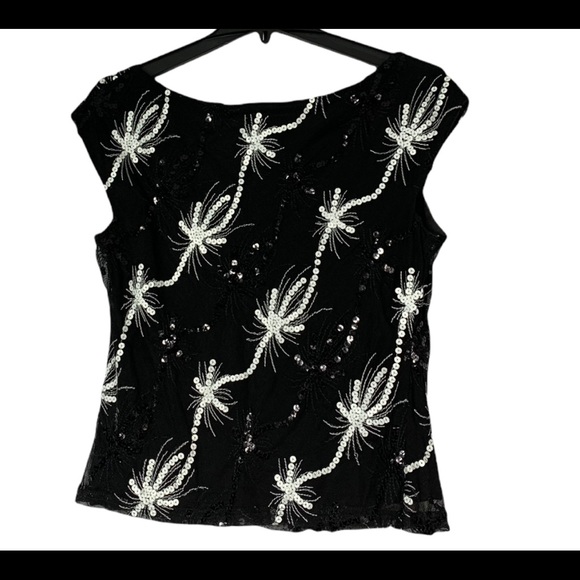 Cartise  black and white sequin top size 10 - Picture 3 of 7